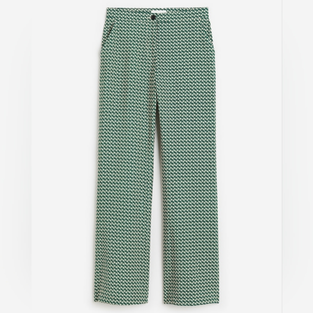 Set Oversized Resort Shirt & Pants Green Zigzag Dark Green Patterned…